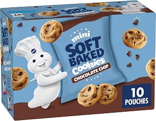 Pillsbury Mini Soft Baked Cookies, Chocolate Chip, Snack Bags, 10 ct, 10 oz | Made With Real Chocolate Chips, Individually Wrapped Snack Pouches, Ready To Eat, Ideal For Lunchbox Or On The Go