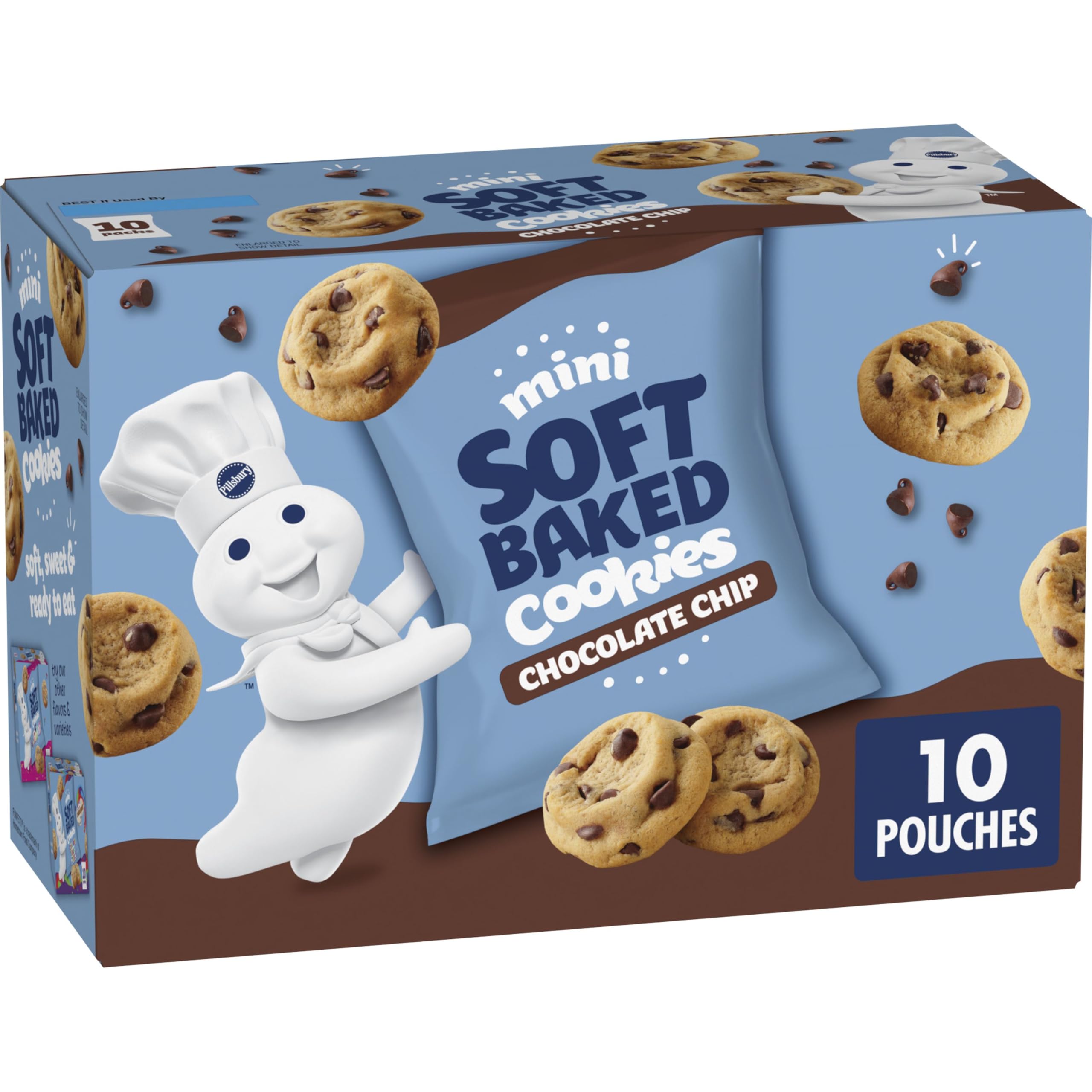 Pillsbury Mini Soft Baked Cookies, Chocolate Chip, Snack Bags, 10 ct, 10 oz | Ma
