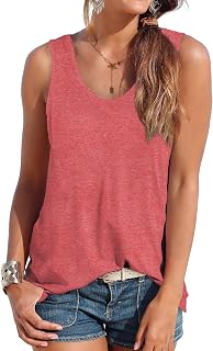 DUOEASE Women's Casual Sleeveless U-Neck Tunic Blouse T-Shirt Tank Tops