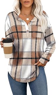 Aokosor Womens Sweatshirts Ladies Jumpers for Women UK Long Sleeve Tops Ladies Buttons Sweatshirts