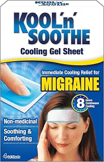 KOOL 'N' SOOTHE Migraine Cooling Gel Sheets - 4 Pack | Immediate Cooling Relief for Migraine, Soothing & Comforting, Stays in Place on the Skin, Up to 8 Hours Continuous Cooling