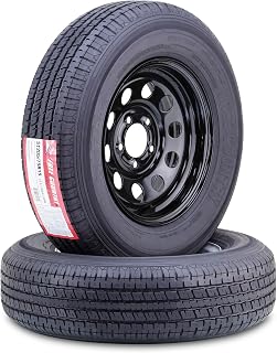 FREE COUNTRY Trailer Tire Wheel ST205/75R15 10PR E 111N 5X4.5 Black Mod Pk2 | Heavy Duty 5 Lug on 4.5" PCD Rim Assembly Load Range E 2400lbs Capacity Speed Rating N 88 MPH w/Featured Side Scuff Guard