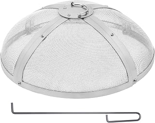 VEVOR Fire Pit Spark Screen Round 20", Reinforced Heavy Duty Steel Metal Cover, Outdoor Firepit Lid, Compatible with The Solo Stove Bonfire Ring Handle for Outdoor Patio Fire Pits Backyard
