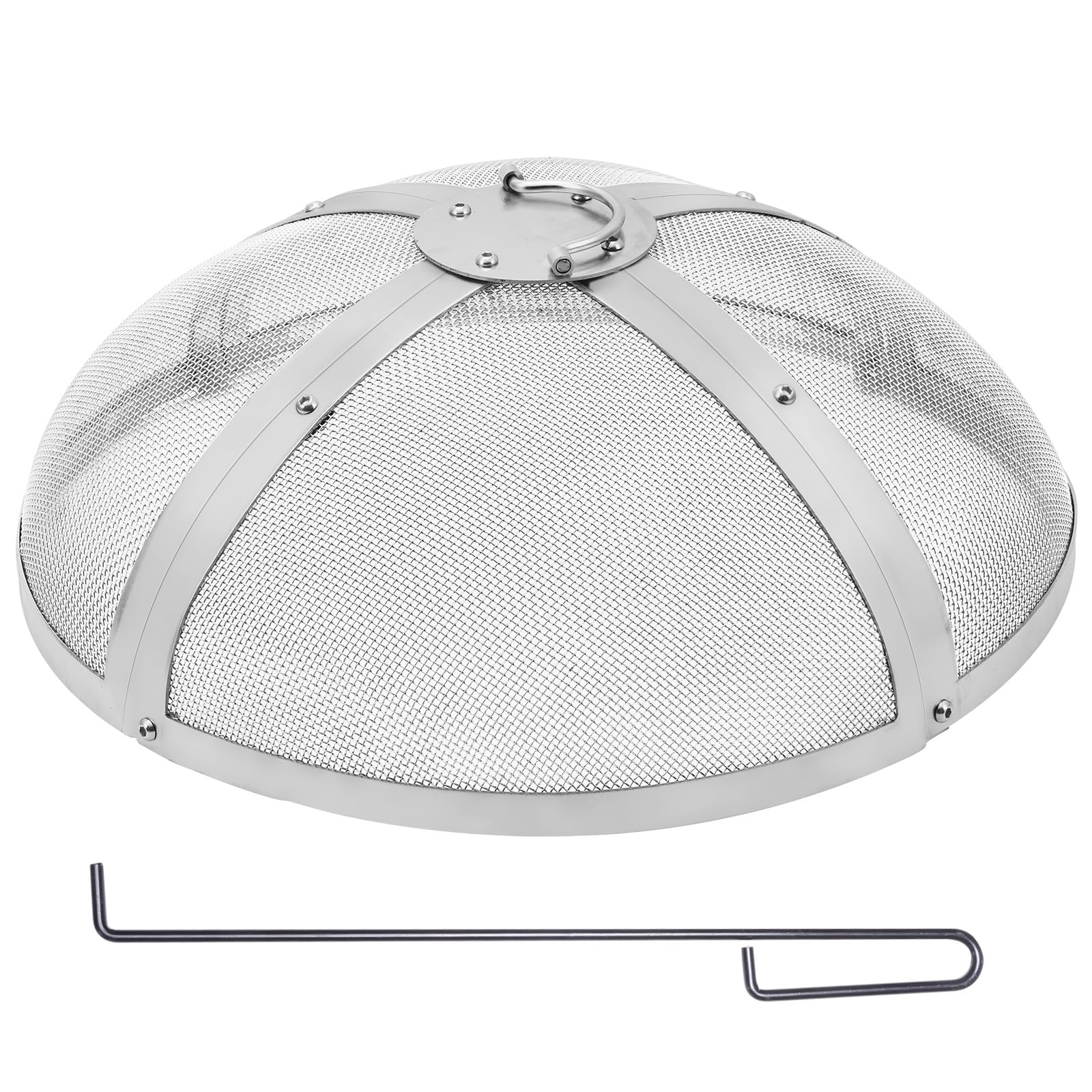 VEVOR Fire Pit Spark Screen Round 20", Reinforced Heavy Duty Steel Metal Cover, 