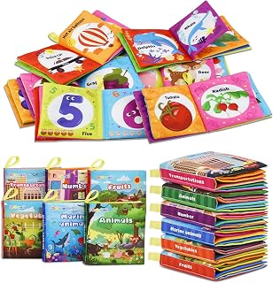 Dr.Rapeti 6 Pack Soft Books, Cloth Book, Bath Book, Baby Book, Crinkle Book | Washable, Nontoxic, Baby Shower Toy, Educational Learning Toy, Bath Toy, Baby Soft Cloth Book, Crinkle Soft Book