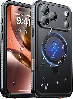 Oterkin Magnetic Stand for iPhone 17 Pro Max Case Waterproof IP68, Black