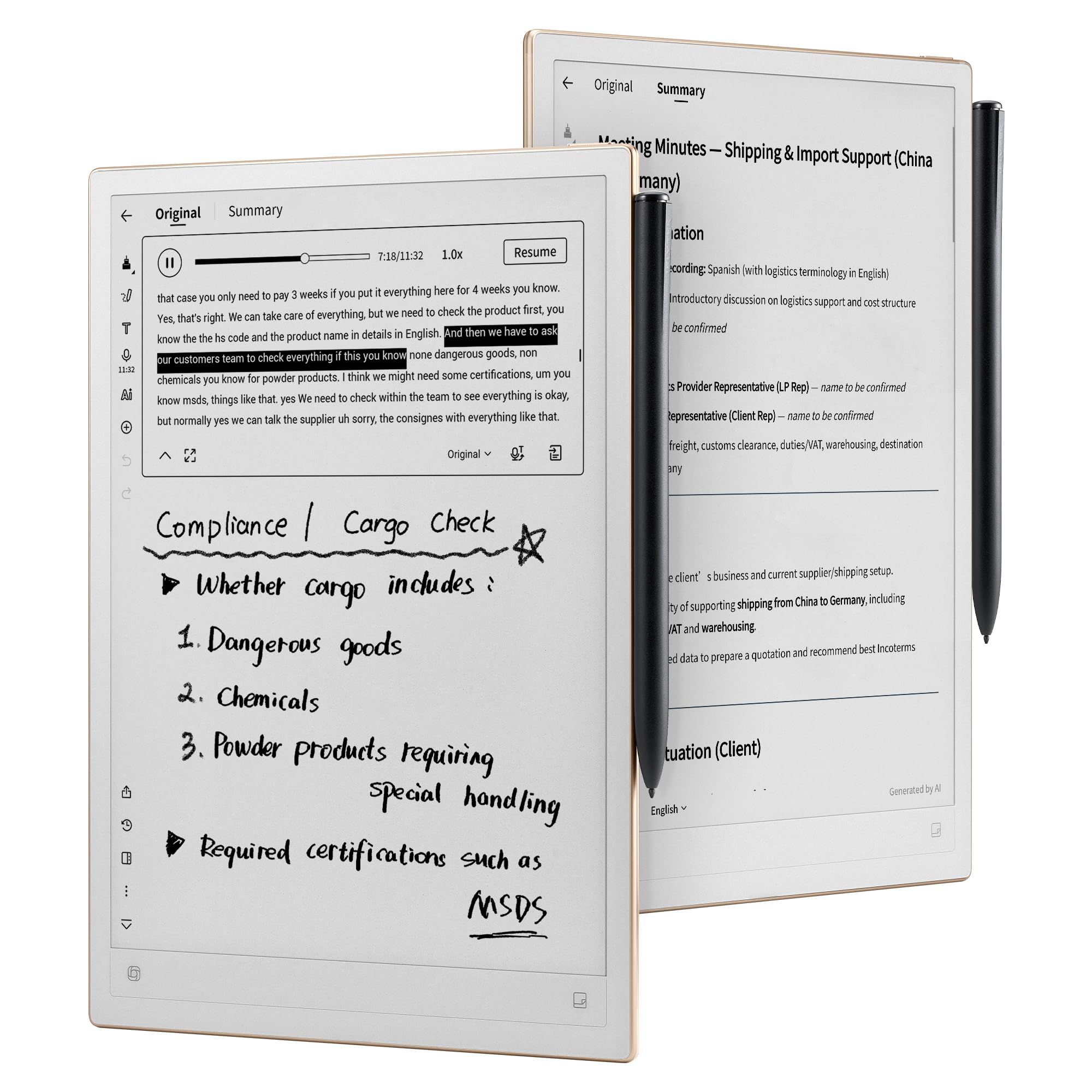 iFLYTEK AINOTE 2, 10.65" E-Ink Tablet, AI Note-Taking & Voice Transcription | AI