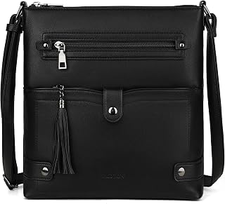 FADEON Crossbody Purses for Women, Multi Pockets Shoulder Handbag Cross Body Cell Phone Purse with Tassel Purse