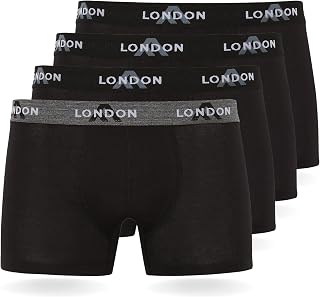 FM London Pack of 4/8 Men's Boxer Shorts with Elastic, Super Comfortable