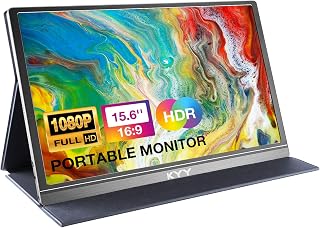KYY Portable Monitor 15.6" 1080P Computer Monitor Screen Extender w/Cover | Portable Monitor for Laptop 1080P FHD IPS with USB-C and HDMI, Laptop Screen Extender for Travel HDR Gaming Monitor w/Speaker