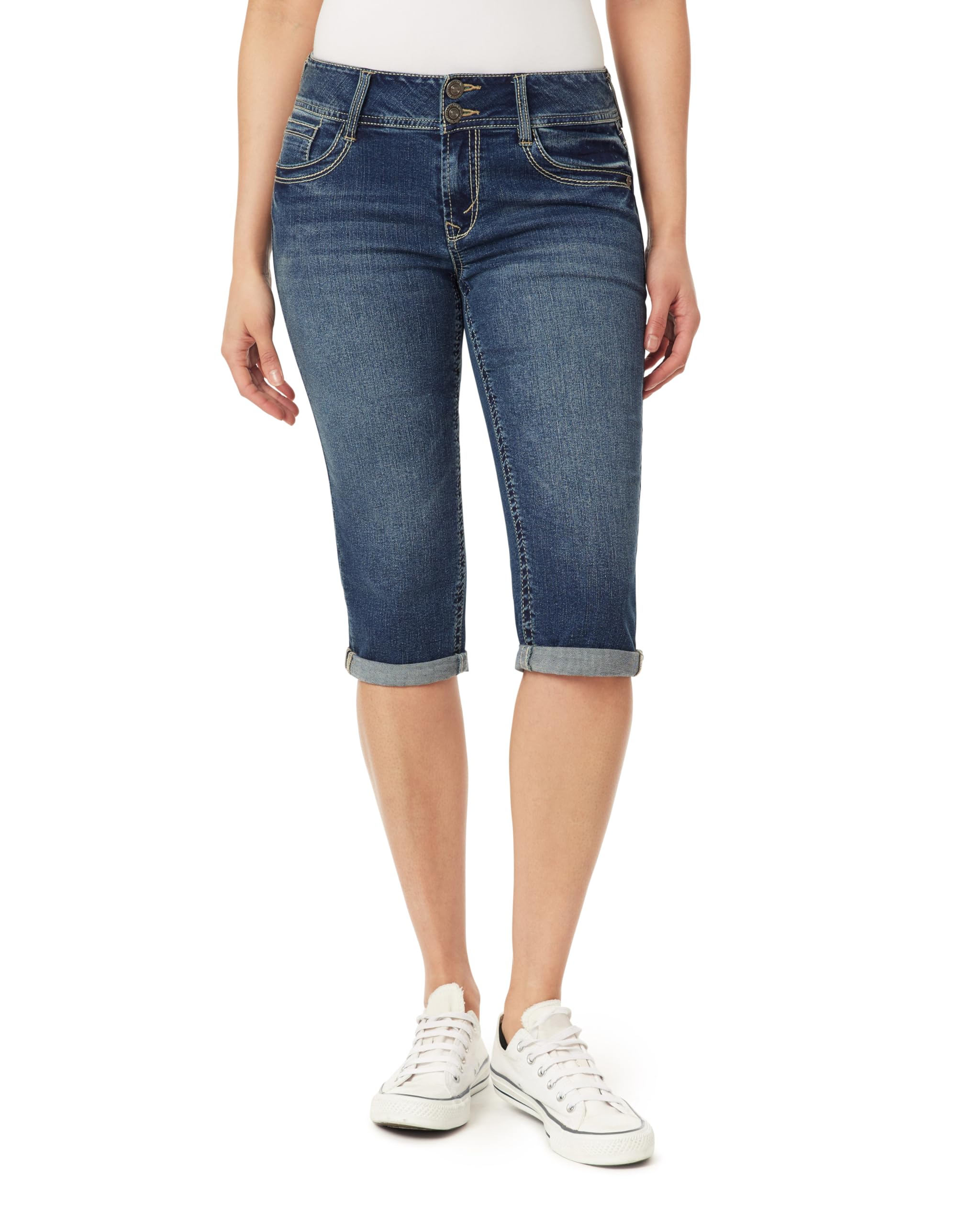 WallFlower Women's Luscious Curvy 17" Capri Mid-Rise Insta Stretch Juniors (Stan