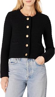 Amazon Essentials Women's Regular Fit Midweight Cotton Fluffy Smart Cardigan with Gold Buttons