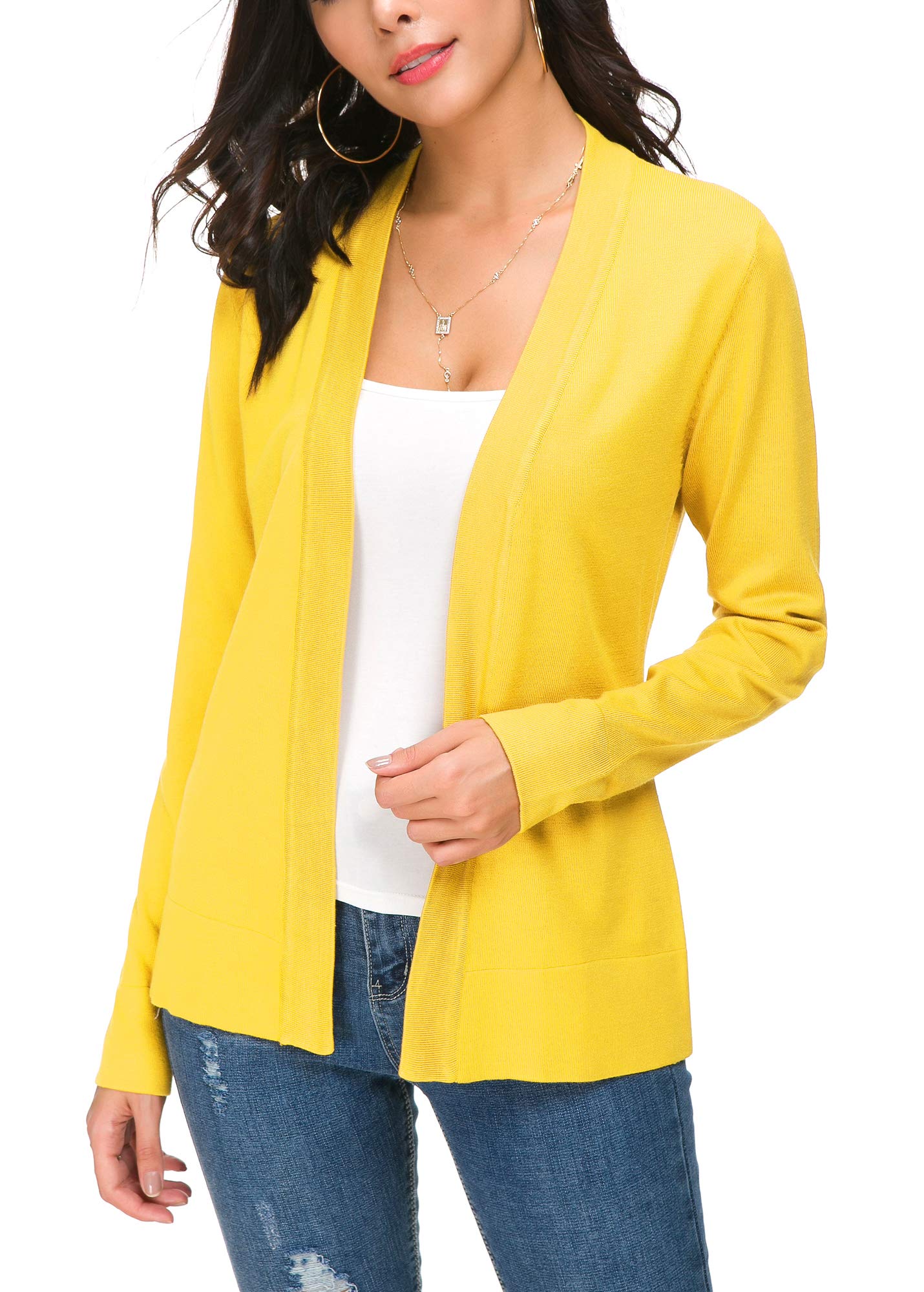 EXCHIC Women's Casual Long Sleeves V-Neck Open Front Knit Cardigan
