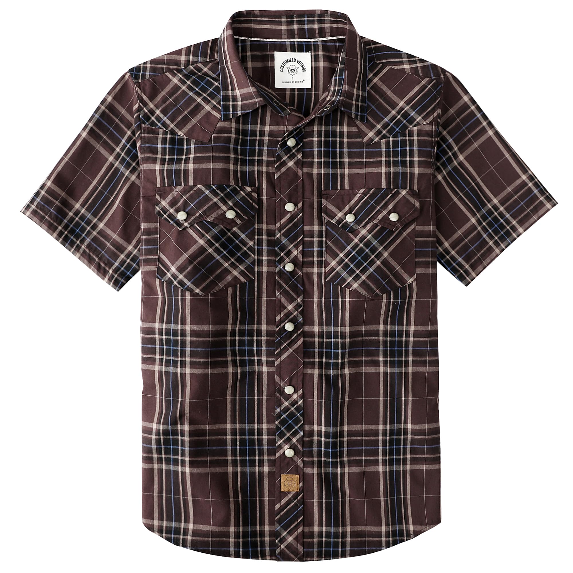 Dubinik® Pearl Snap Western Shirt for Men Short Sleeve 2 Sawtooth Pocket