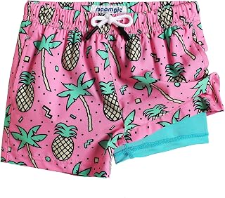 maamgic Boys Swim Trunks with Compression Liner Toddler Stretch Quick Dry Swim Shorts Quick Dry 2 in 1 Beach Shorts