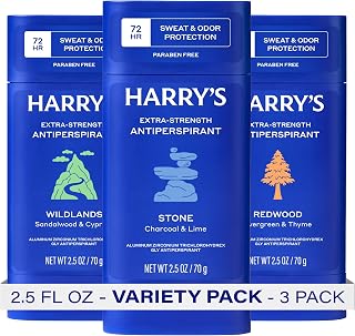Harry's Extra-Strength Antiperspirant Deodorant - Variety - 2.5 oz (3 Pack) | Stone, Redwood, Wildlands - Sweat & Odor Control Antiperspirant for Men