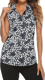 Tanst Sky Women's Sleeveless Golf Polo Shirts Quarter Zip Workout Tank Top Moisture Wicking Clothes