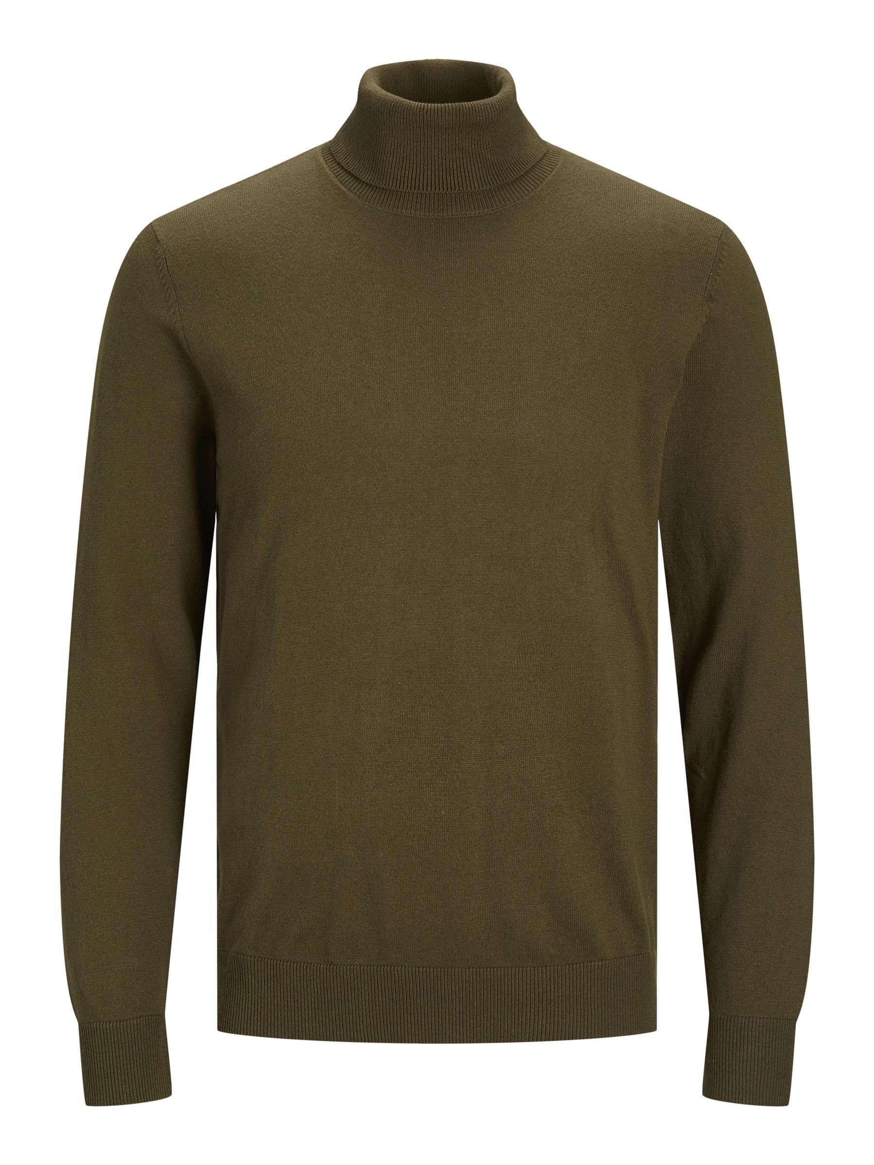 JACK & JONES JJEEMIL Men's Slim Turtleneck Sweater Classic Long Sleeve Round Nec