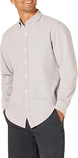 Amazon Essentials Men's Regular Fit Long Sleeve 100% Cotton Oxford Shirt