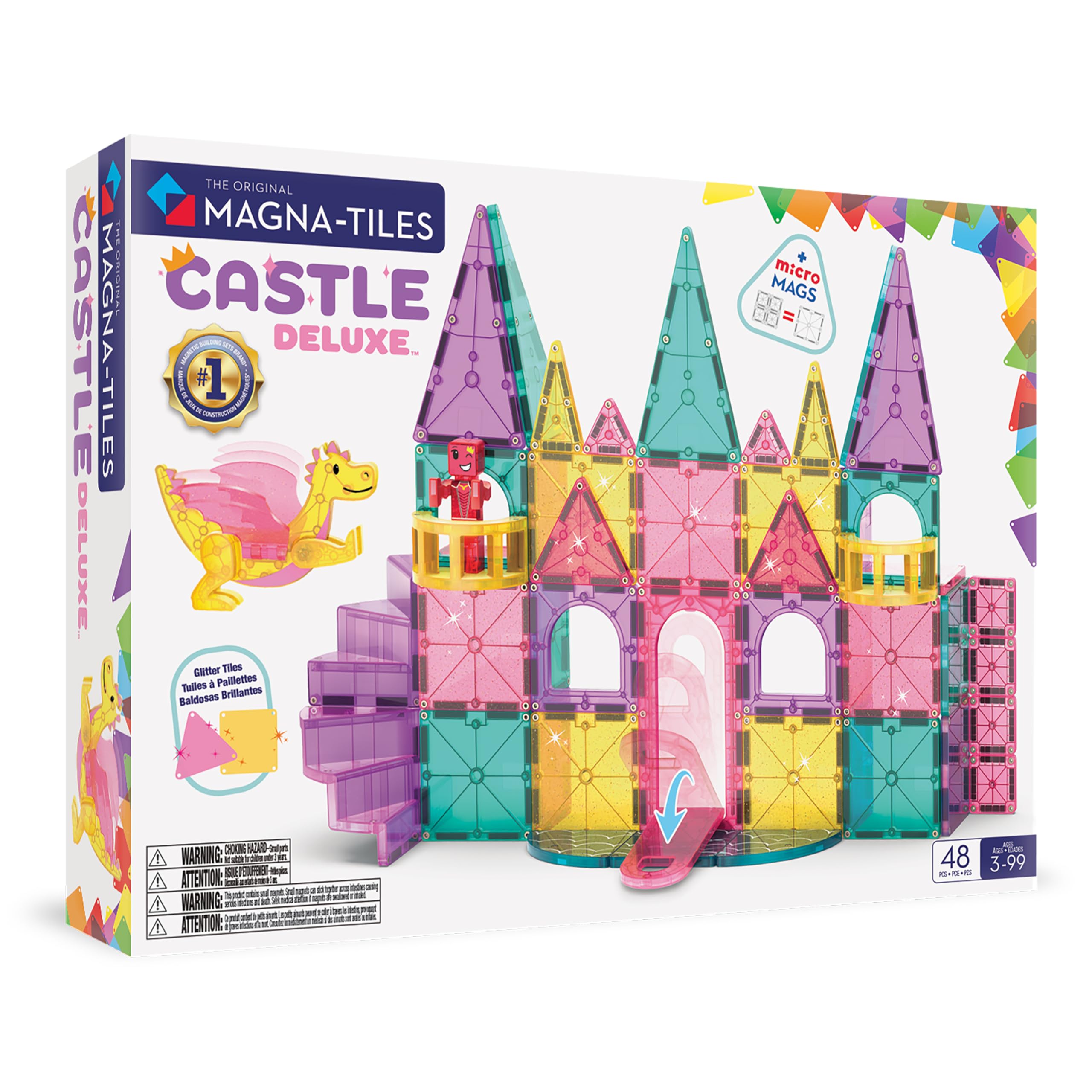 MAGNA-TILES Castle DLX 48-Piece Magnetic Construction Set, The Original Magnetic