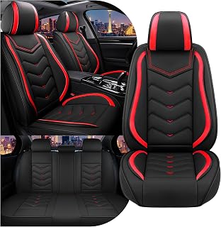 Car Seat Covers for Honda Civic 2000-2026, Stylish Sport Seat Cover, Premium Nappa Leather Car Seat Cover. Automobile Seat Covers Sets.(Standard 5 Seats/Black Red)