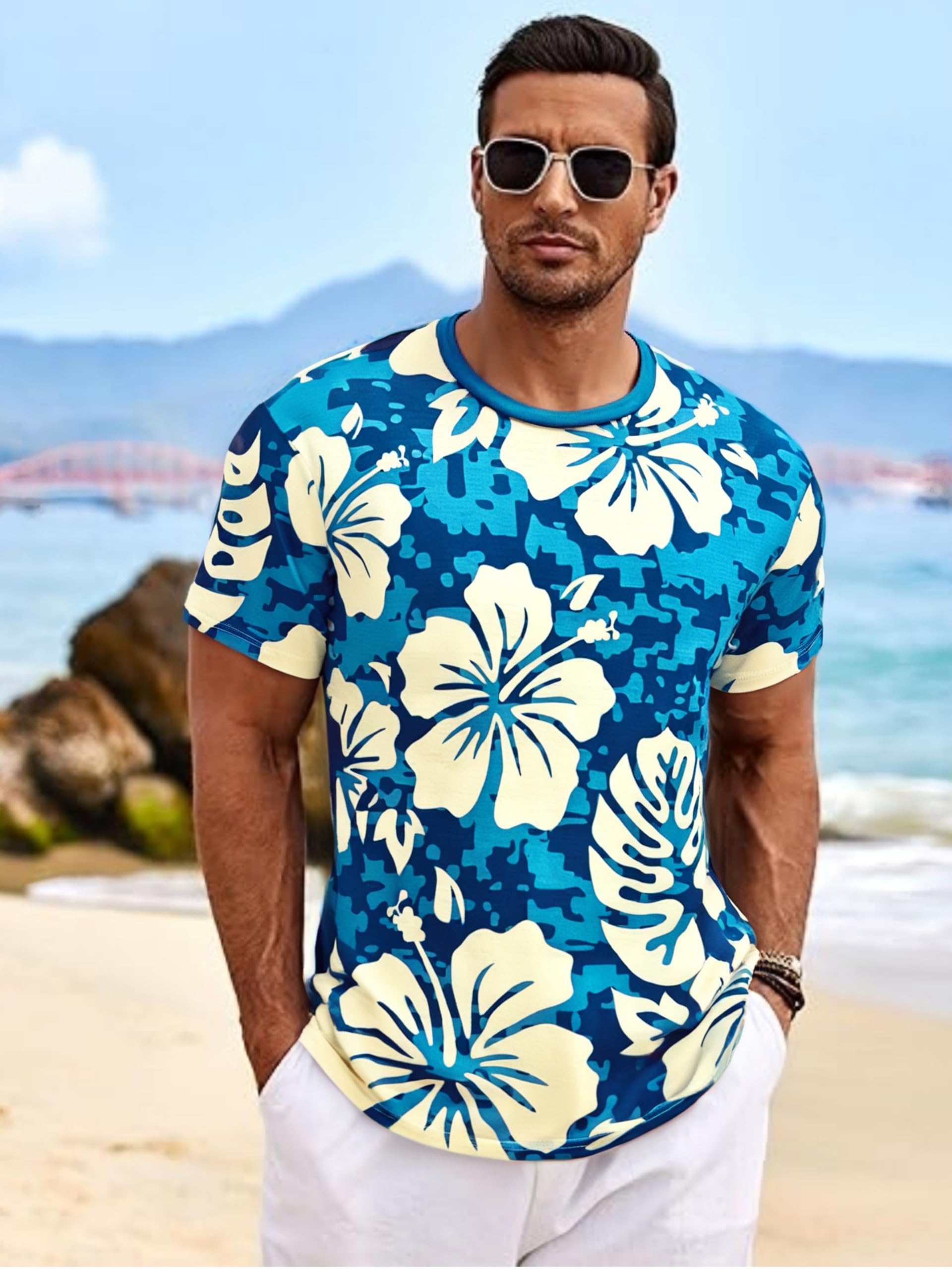 Mens Black And White Color Block Modern Two Tone Casual Stylish T Shirt