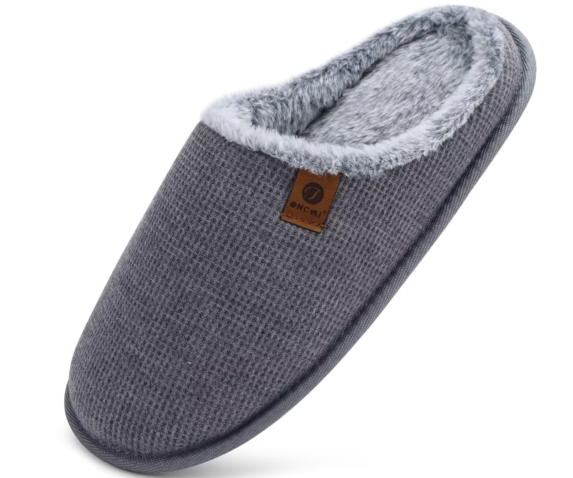 ONCAI Men's House Slippers，Cushion Memory Foam Shake Fleece and Man House Shoes 