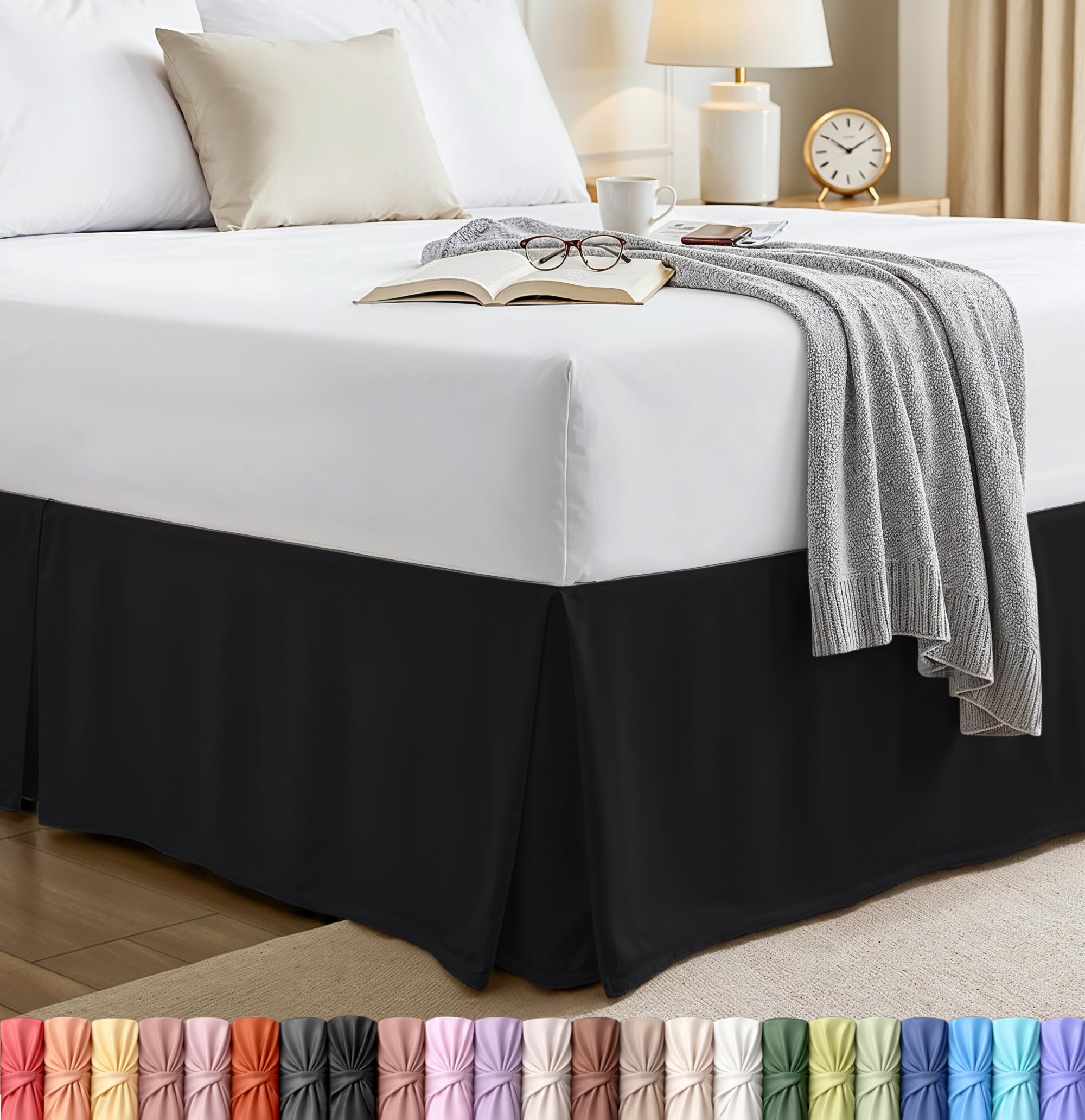 Utopia Bedding Queen Size Bed Base Valance Sheet Soft Pleated Quadruple Ruffle E