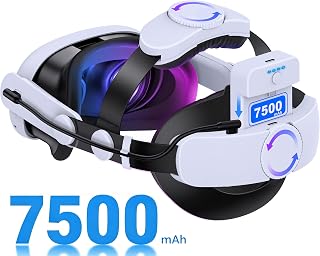 KawayeReal Head Strap for Meta Quest 3/3S/2, Adjustable Elite Strap with 7500mAh Detachable & Hot-Swappable Battery, Enhanced Support & Comfort, VR Headset Strap for Oculus, for PlayStation 4