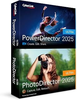 CyberLink PowerDirector and PhotoDirector 2025 Ultra | Easy AI Video Editing & AI Photo Editing Software for Windows | Slideshow Maker | Screen Recorder | Box with Download Code