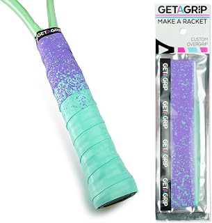 GET A GRIP - Custom Tennis Racket Grip Tape - Anti-Slip/Quick-Drying Tennis Overgrips - Precut Badminton Racket Grip with Finishing Tape - Squash Racket Grip Tapes