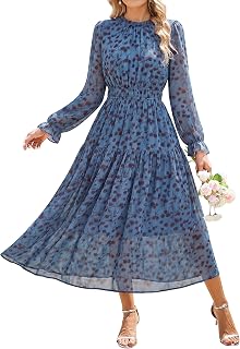 GRACE KARIN Women's Floral Long Sleeve Fall Wedding Guest Maxi Dress