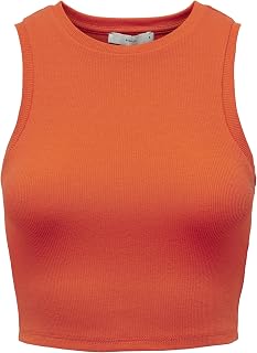 Only Onlvilma S/L Cropped Tank Top Jrs Noos Basic Slim Fit Sleeveless Tank Top for Women's Effortless Style (Pack of 1)