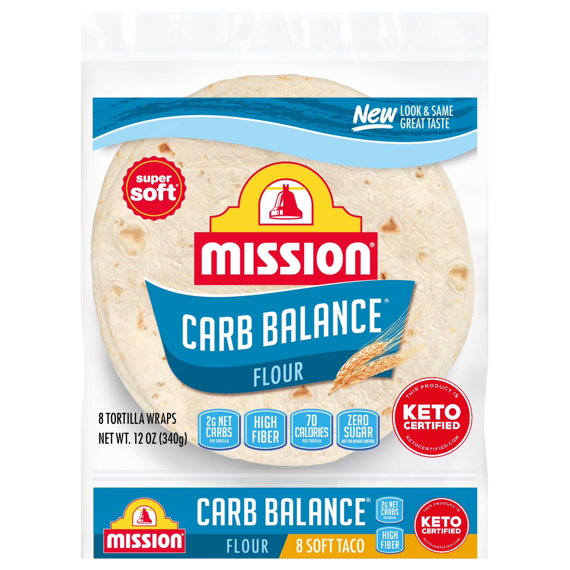 Mission Carb Balance Soft Taco Flour Tortillas, 8 Count, Low Carb, Keto, High Fi