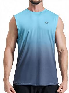 EZRUN Men's Workout Sleeveless Shirts Quick Dry Muscle Swim Shirt Gym Fitness Running Beach Tank Tops