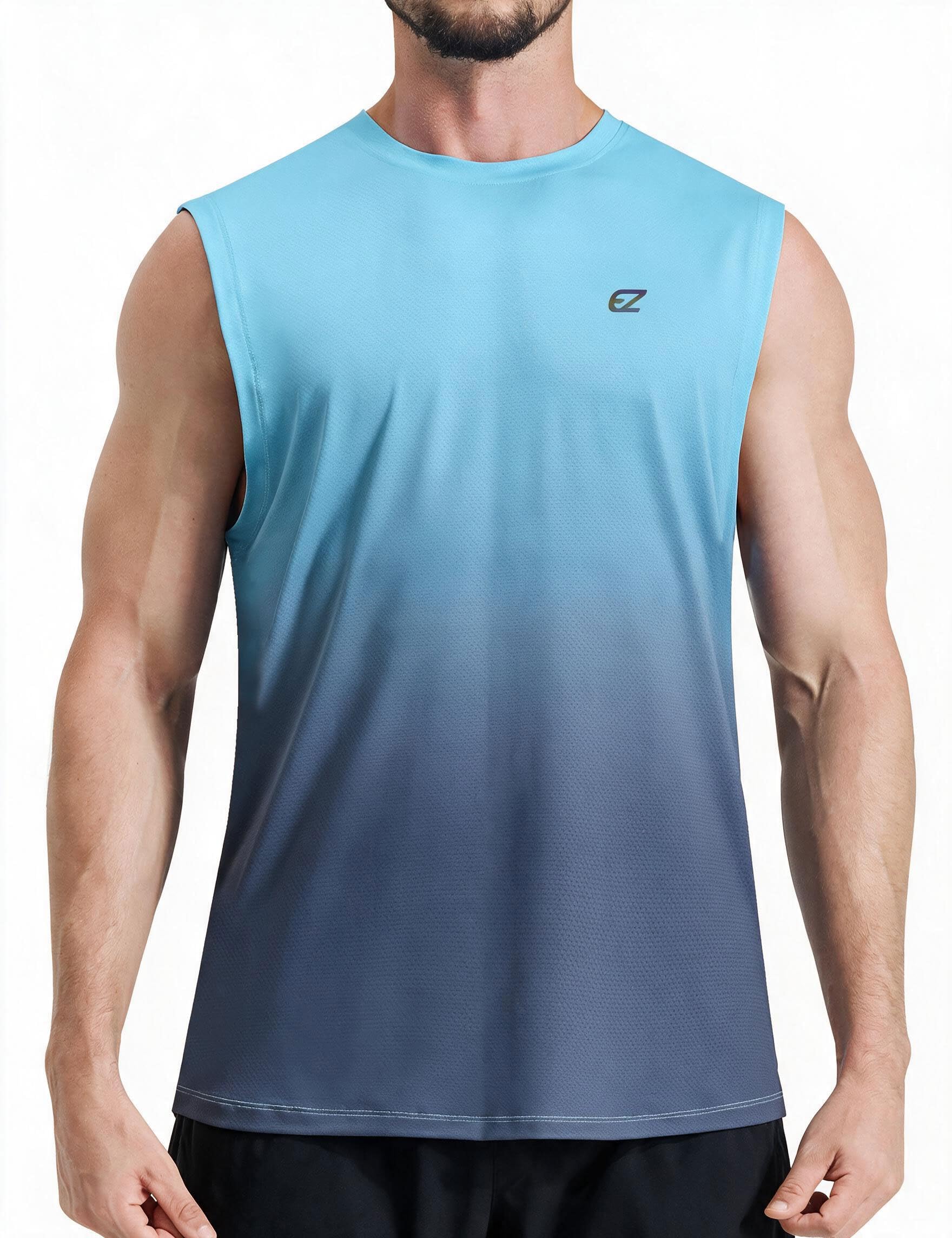 EZRUN Men's Workout Sleeveless Shirts Quick Dry Muscle Swim Shirt Gym Fitness Ru