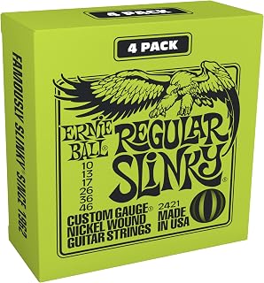 Ernie Ball Regular Slinky Nickel Wound Electric Guitar Strings 4-Pack - 10-46