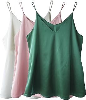 Wantschun Womens Satin Silk Camisole Cami V-Neck Vest Top Blouse Tank Shirt