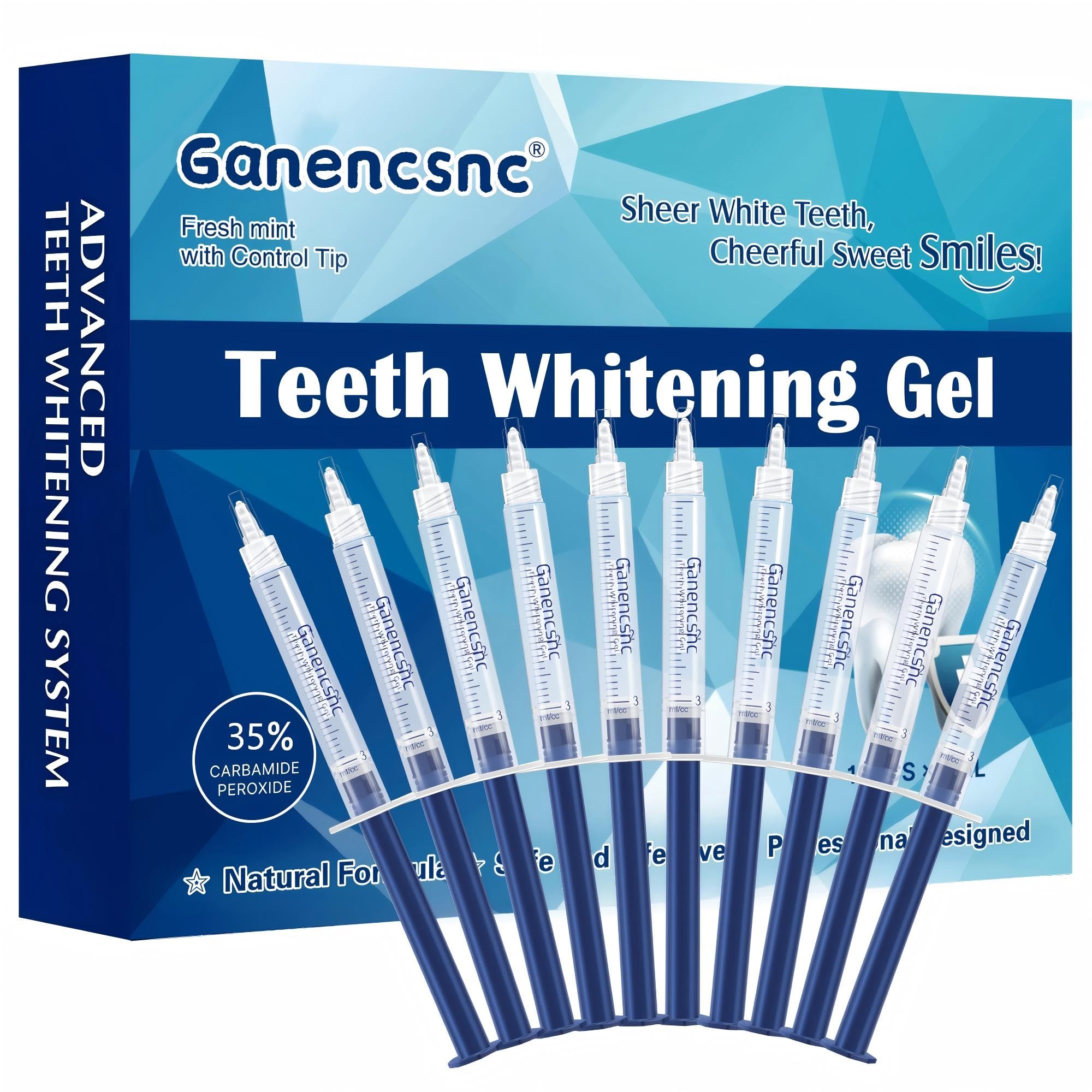 35% Ganencsnc 10-Pack Teeth Whitening Gel Refills - Gentle 35% Carbamide Peroxid