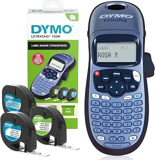 Dymo LetraTag LT-100H Label Maker Starter Kit | Handheld Label Printer Machine | with White Plastic, Clear Plastic & Paper Labels | Ideal for Office or Home