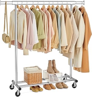 SONGMICS Clothes Rail on Wheels, Heavy Duty, 100 kg Load Capacity