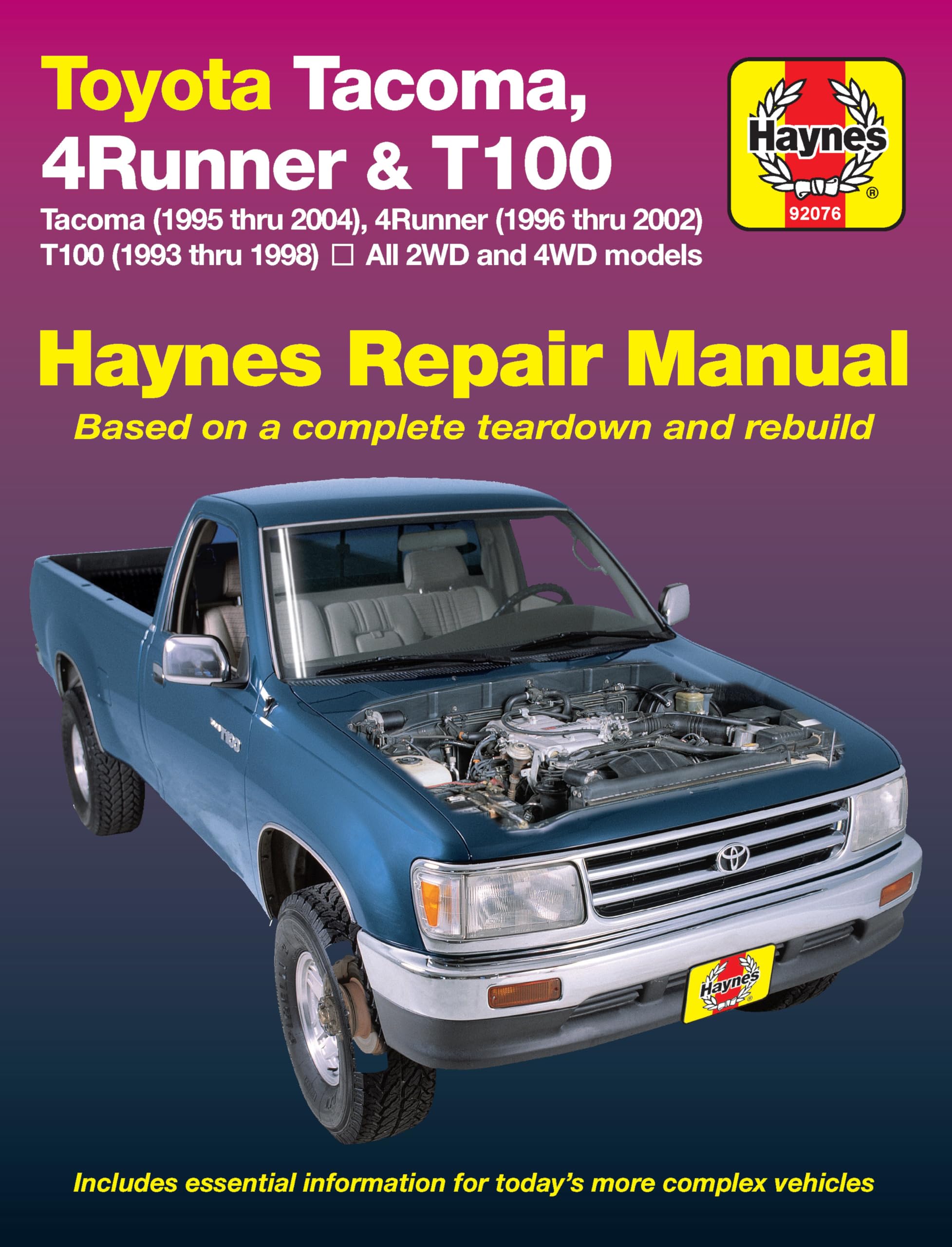 Toyota Tacoma (1995 thru 2002), 4Runner (1996 thru 2002) & T100 (1993 thru 1998)