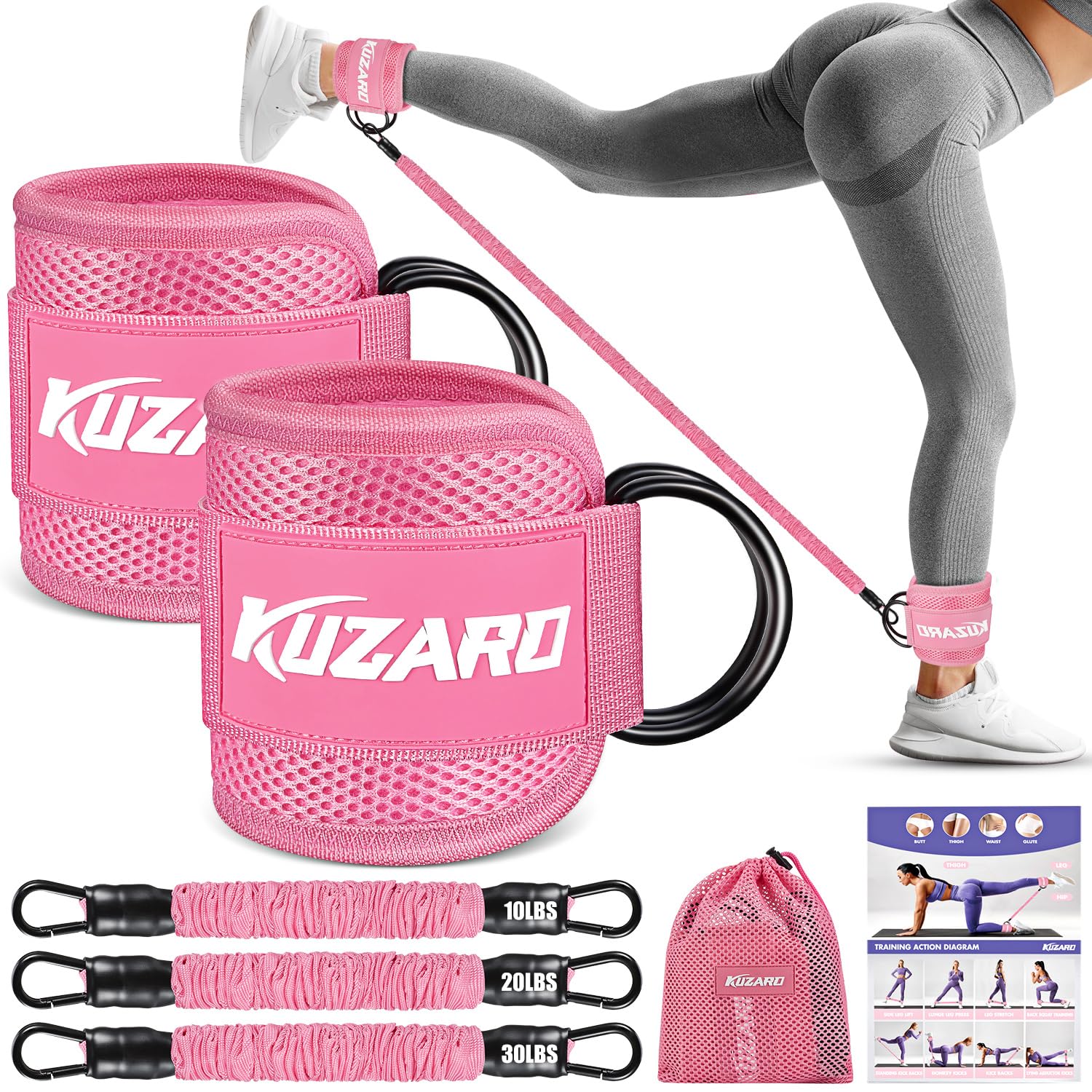 Resistance Bands with Ankle Straps, Ankle Weights Bands for Working Out, Exercis