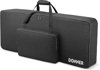 Donner 61 Key Keyboard Gig Bag Solid, Portable Keyboard Piano Case with Durable Zippers and Handle, Waterproof 10mm Padded Electric Piano Case 600D Oxford Nylon, 104x13X41 cm, Black