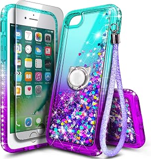 NGB Case for iPhone 8 Plus/7 Plus/6S Plus/6 Plus, Glitter Aqua/Purple