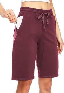 WILLIT Women Cotton Shorts Yoga Pants Long Pants Knee Length Summer Workout Pants 10" with Pockets