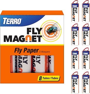 TERRO T518 Fly Magnet Indoor Housefly, 8 Count Pack, Sticky Fly Trap Indoor Hanging