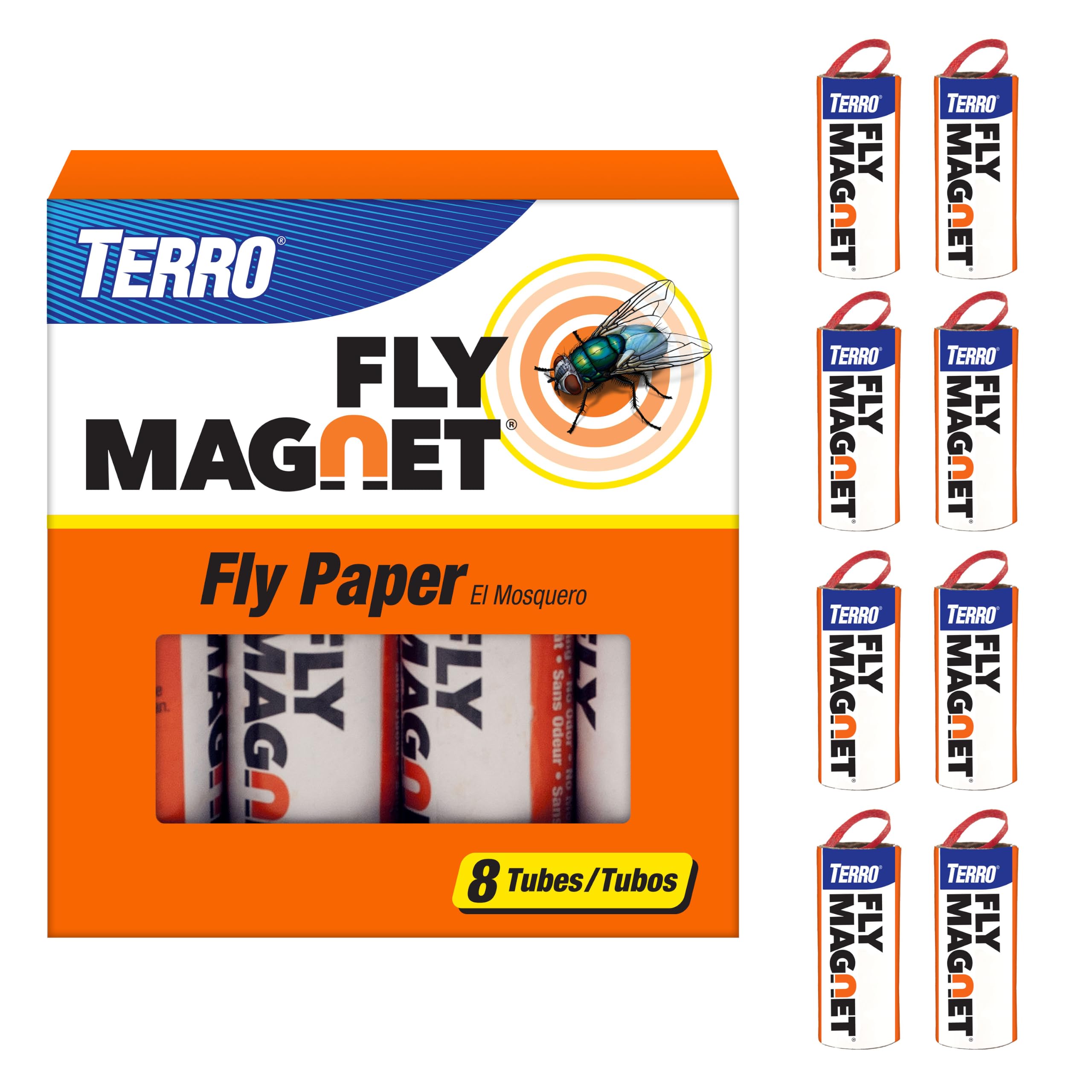 TERRO T518 Fly Magnet Indoor Housefly, 8 Count Pack, Sticky Fly Trap Indoor Hang