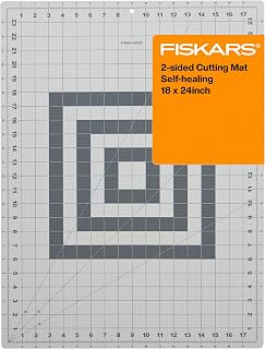 Fiskars 18" x 24" Self Healing Cutting Mat for Quilting & Sewing, Gray | Double-Sided Sewing, Quilting & Craft Cutting Board, Grid with 30 45 60 Degree Bias Lines for Fabric, Paper & DIY Projects