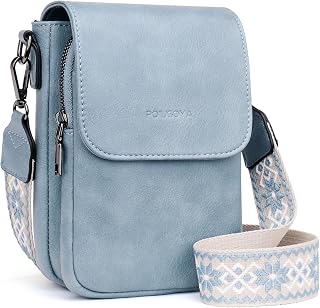 POIUGOYA Small Shoulder Bag for Women Trendy Leather 3 Compartments Cell Phone Purse Wallets with Card Slots